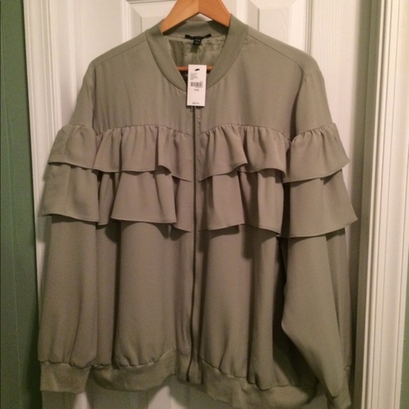 Lane Bryant Jackets & Blazers - Lane Bryant green ruffle bomber jacket 26/28